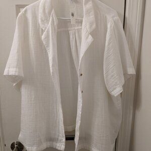 NWT Old Navy Women's Button Up Gauze Blouse White XXL